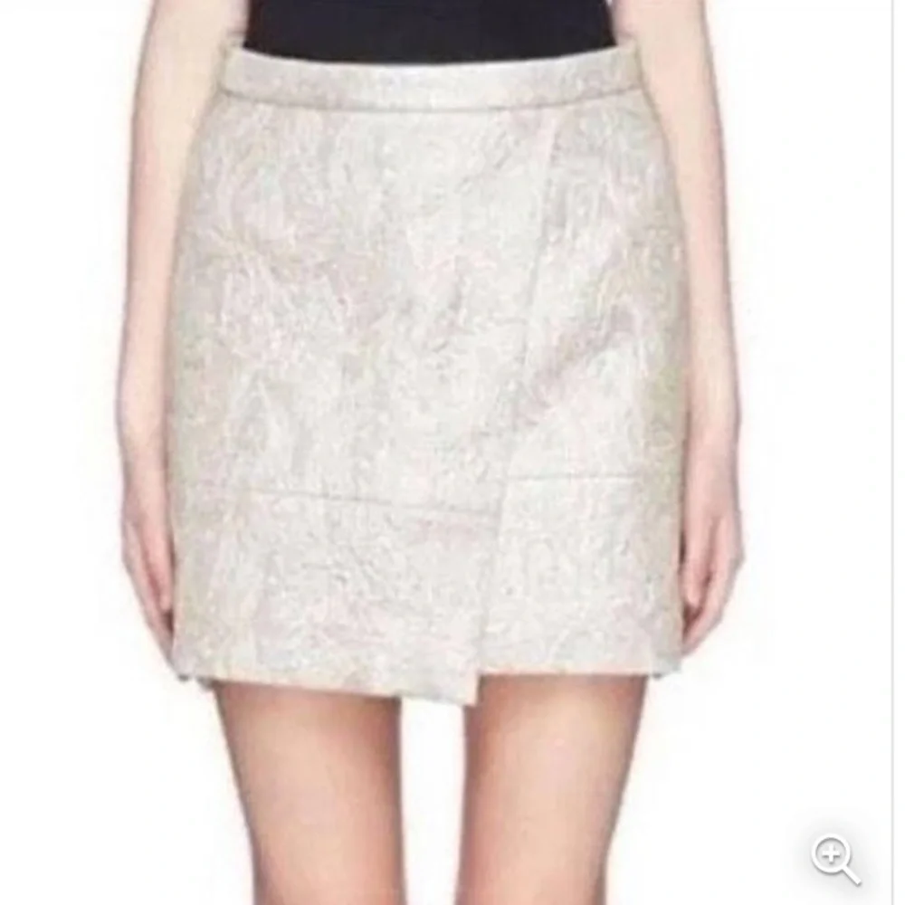 J. Crew NEW Origami Metallic Champagne Matelasse Pattern Faux Wrap Skirt Size 6